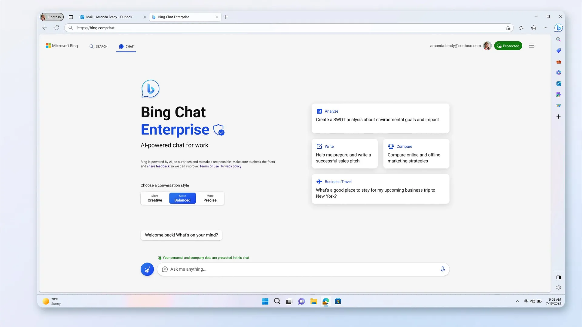 Azienda di chat di Microsoft Bing
