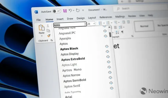 新しい既定の Office フォントが Microsoft 365 Insider で利用できるようになりました