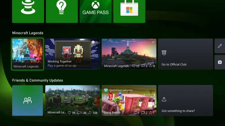 Microsoft Xbox ホームエクスペリエンス