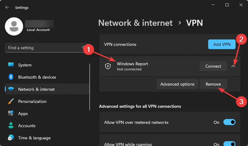 remover VPN