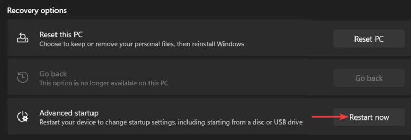 Acceso a la configuración avanzada de Windows