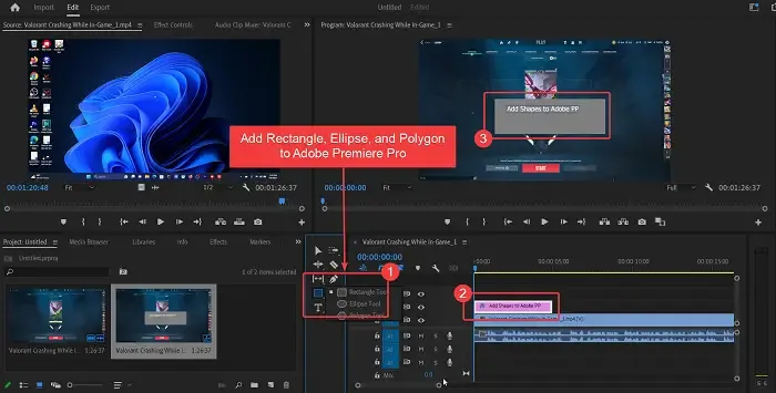 Adobe Premiere pro に長方形、楕円、多角形を追加する