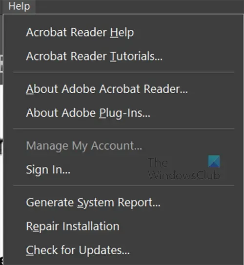Adobe Fill と Sign が機能しない - アップデートを確認してください