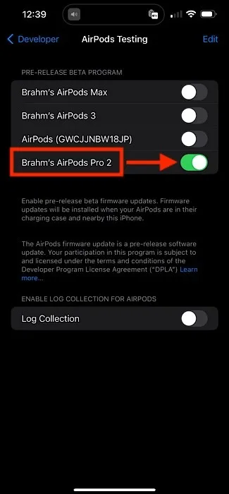 Airpods-Paar-Update umschalten