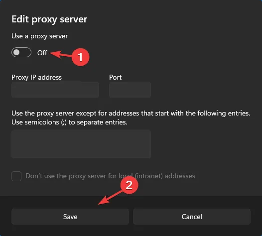 Desactivar servidor proxy