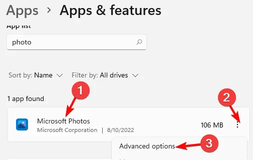 Erweiterte Optionen für Microsoft-Fotos
