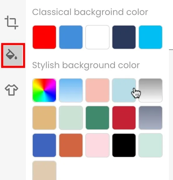 Seletor de cores de fundo no Cutout Pro Passport Maker em um Mac