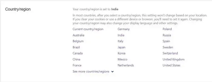 Bing-Homepage-Quiz Region ändern