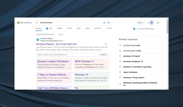 Fix: Bing-Suchergebnis scrollt automatisch