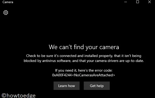 Windowsカメラエラーコード0xA00F4244を修正する方法