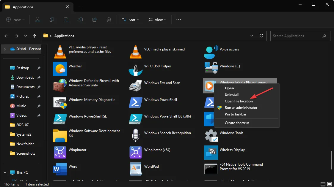 lista de aplicaciones instaladas Desinstalar completamente Windows Media Player