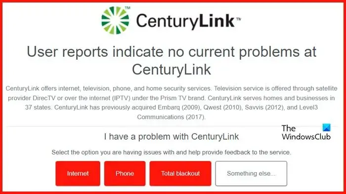 Hoe de uitvalstatus van CenturyLink online controleren?