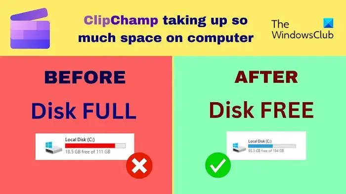 Clipchamp はコンピュータ上で多くのスペースを占有します
