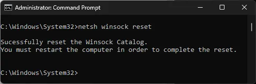 cmd_Winsock reset
