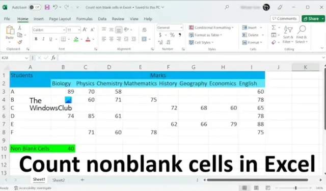 Como contar células não em branco no Excel