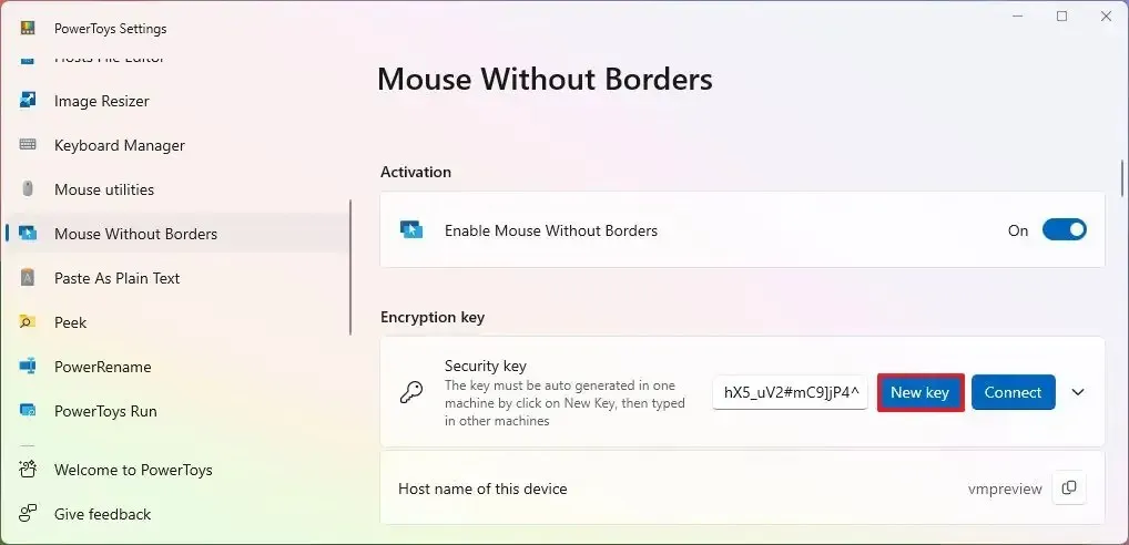 Mouse Without Borders maakt sleutel aan
