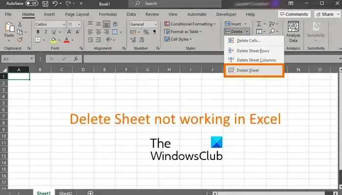 Excluir planilha não funciona no Excel