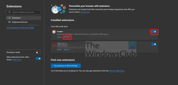 Deshabilitar las extensiones de Microsoft Edge