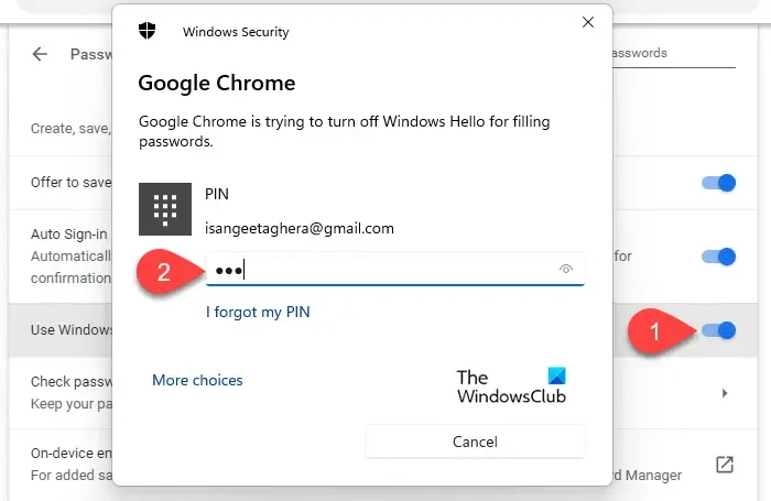 De Windows Hello-functie in Chrome uitschakelen
