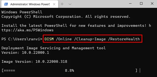 DISM Windows Terminal – Fehler 8007042B – 0x4001E