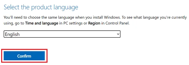 Télécharger officiellement Windows 11 - choisir la langue