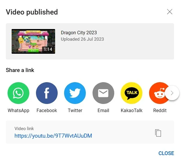 Stato di pubblicazione del video di YouTube visibile su YouTube Studio.