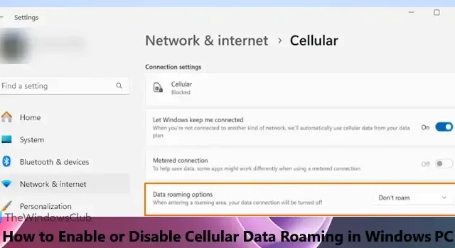 Como ativar ou desativar o roaming de dados celulares no Windows 11