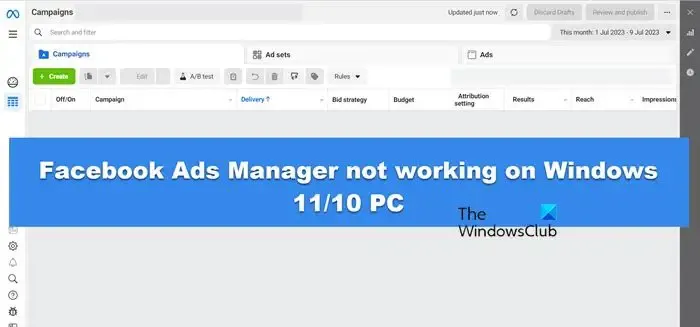 Facebook Ads Manager non funziona su PC Windows 11/10