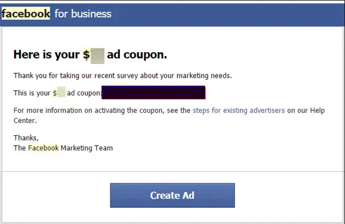 Facebookの広告クレジットを取得する