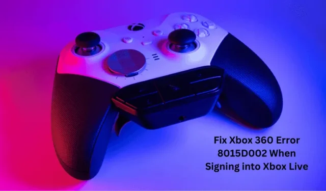 Corrigir o erro 8015D002 do Xbox 360 ao entrar no Xbox Live