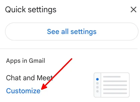 Paramètres rapides de Gmail