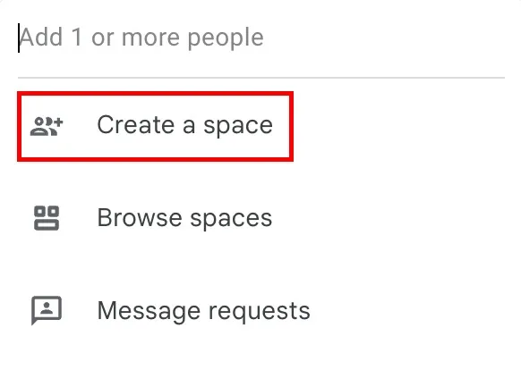 Google Spaces Nouvel espace Créer un espace