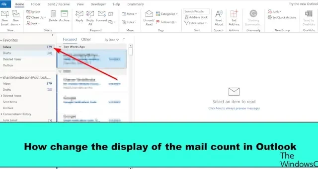 Outlook でメール数の表示を変更する方法