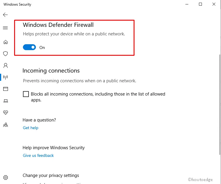 Habilitar o deshabilitar el firewall en Windows 10
