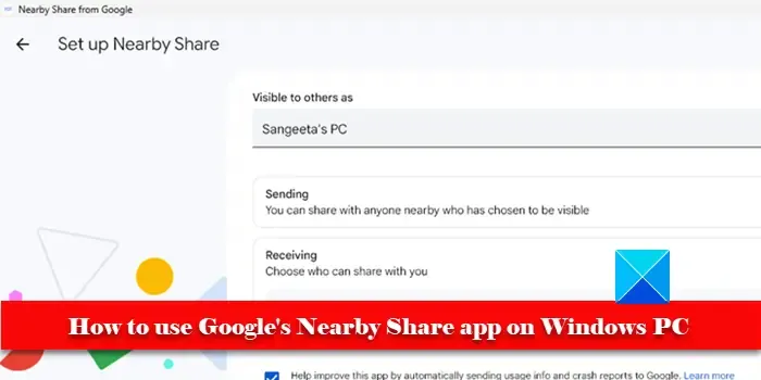 Use o Compartilhamento por proximidade do Google no Windows