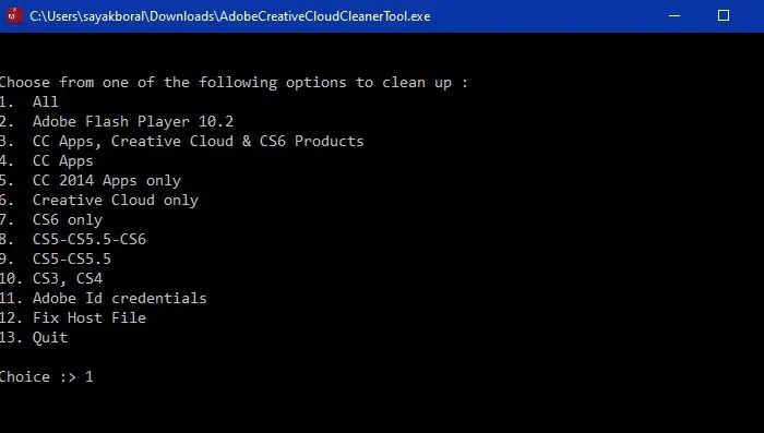 提供 Adob​​e Creative Cloud Cleaner Tool 選項。