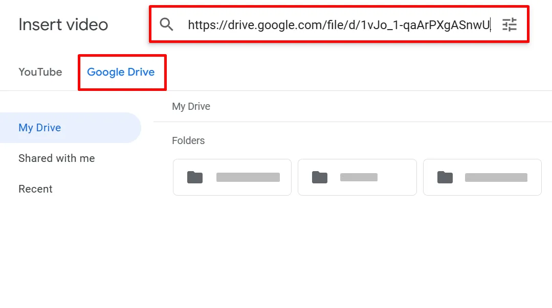 Insérer une vidéo à partir de Google Drive 1