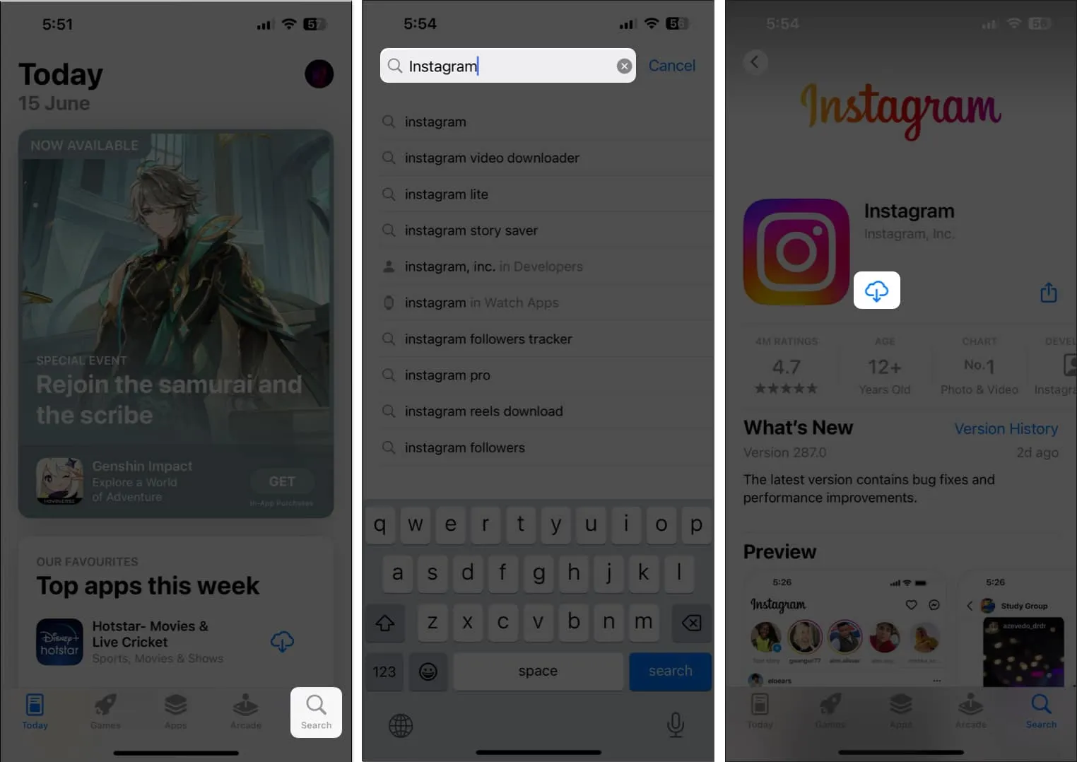 Installeer Instagram vanuit de App Store