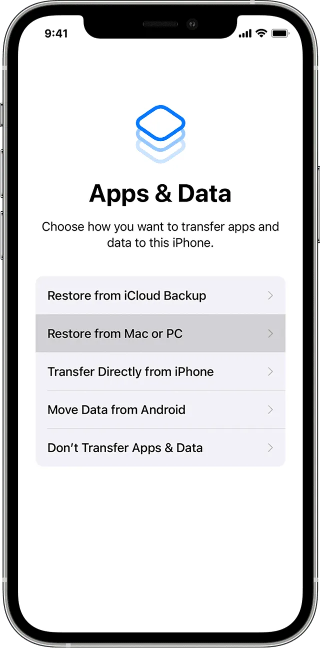 Finder または iTunes を使用して、以前の iOS デバイスから新しい iPhone、iPad、または iPod touch にデータを転送する - Apple サポート