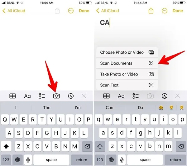 Iphone Notes App Scansione documenti