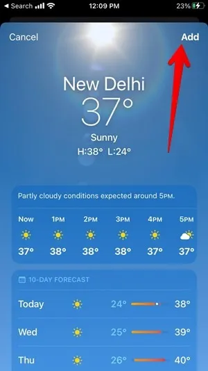 Iphone天気アプリ都市を追加