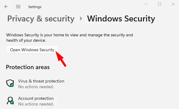 Windowsセキュリティを開く