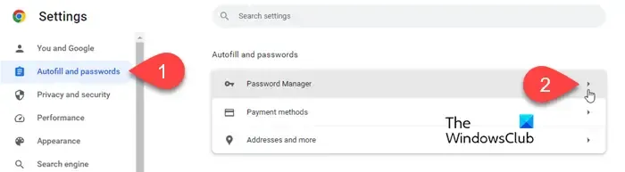 Password Manager-instellingen in Google Chrome