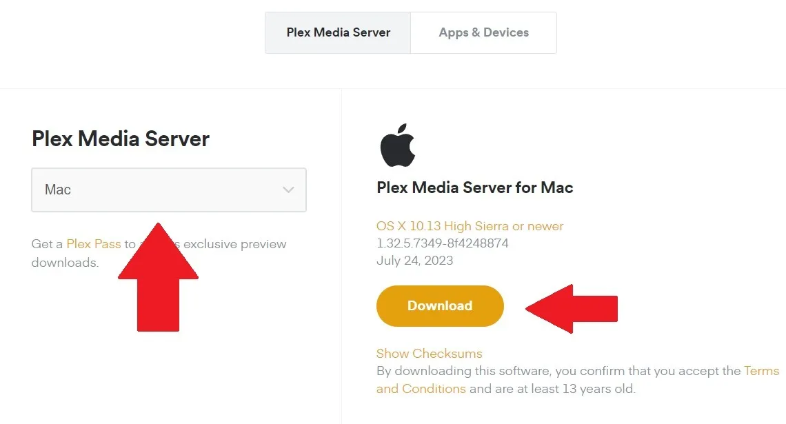 Mac 用 Plex Medida サーバーをダウンロード