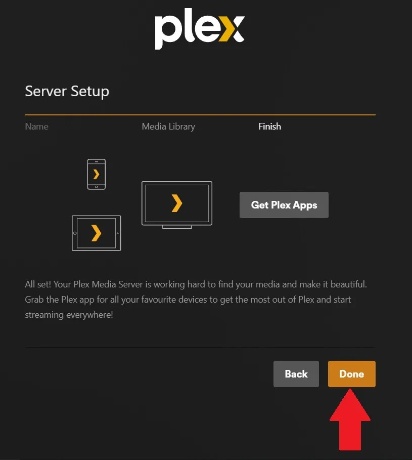 Plex Finish-server instellen