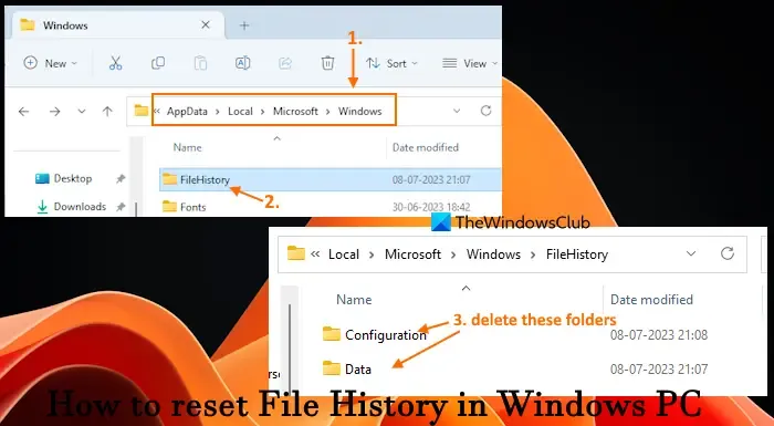 Setzen Sie den Dateiverlauf in Windows auf die Standardeinstellungen zurück
