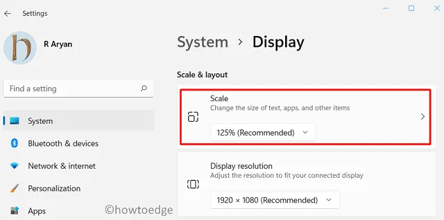 Ändern Sie die Größe von Texten in Windows 11 – Skalierung und Layout
