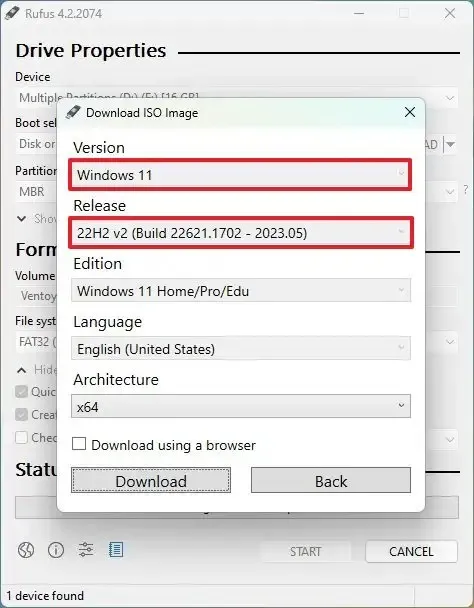 Télécharger Rufus Windows 11 ISO