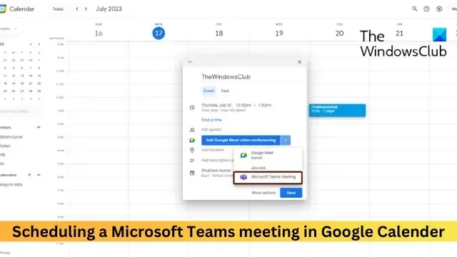 Como agendar uma reunião no Teams do Google Calendar