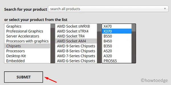 グラフィックス以外の AMD 製品を選択してください